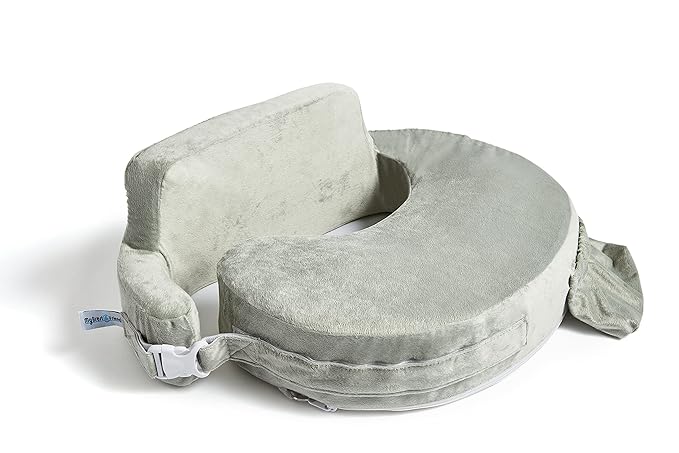 My Brest Friend Super Deluxe Nursing Pillow - Enhanced Comfort & Ergonomic Breastfeeding Pillow for Ultimate Support For Mom & Baby - Adjustable and with Handy Side Pocket, Platinum