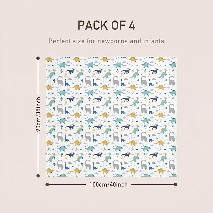 GLLQUEN BABY Muslin Swaddle Blankets 4Pk Receiving Blanket Large 35" x 40" | - Image 6