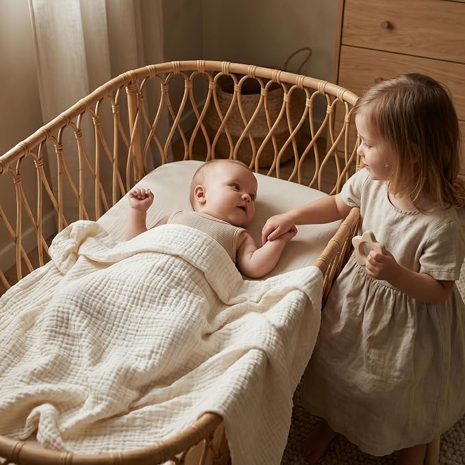 Muslin Swaddle Blankets for Newborn, 4 Pack Breathable Soft Receiving Blanket - Image 4