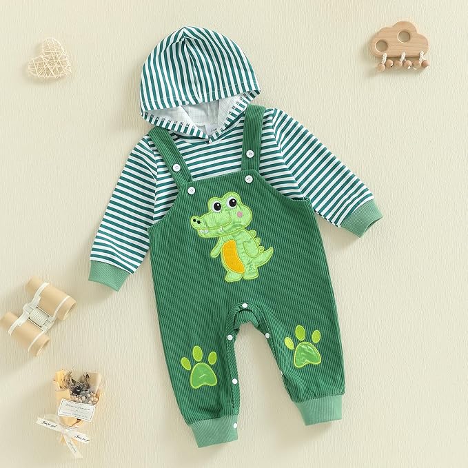 Infant Baby Boy Fall Winter Clothes Outfit Hooded Long Sweatshirt Pant Set - Image 5