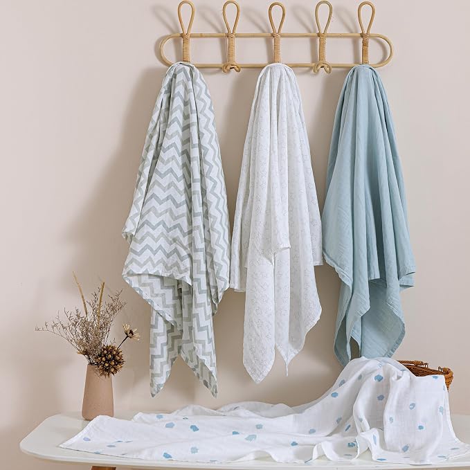 POMISO Muslin Swaddle Blankets for Boys & Girls, Newborn Receiving Blankets - Image 6