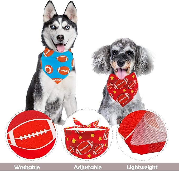 7 PCS Medium Football Dog Bandanas Hemming Seam Edge Dog Bandana - Image 3