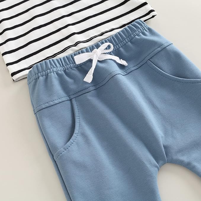 Toddler Baby Boy Clothes Solid Color Long Sleeve Crewneck Sweatshirt Top Casual Pants Set 2Pcs Fall Winter Outfits