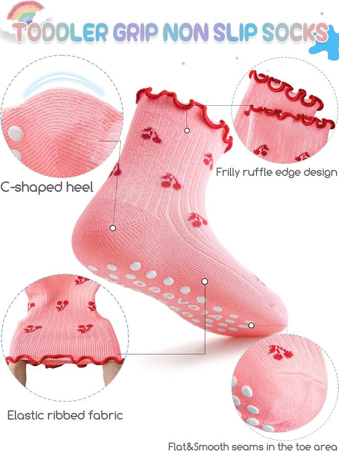 Baby Toddler Girls Socks Grip Ruffle Non Slip Kids Cotton 12 Pack Socks | - Image 3