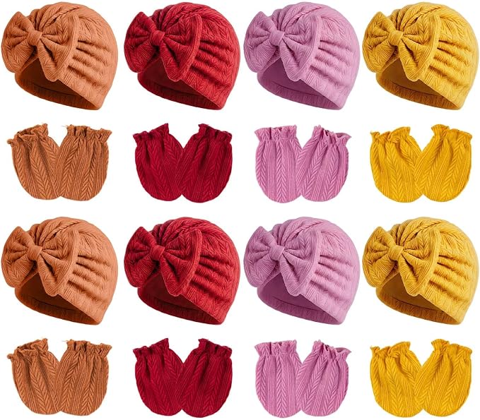 Newborn Baby Girl Hats Mittens Set Cotton by MKYSZLTSOCKS-EnjoyComfort