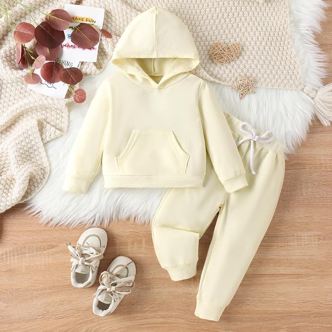 Happy Town Baby Fall Outfits for Girl Boy Long Sleeve Hoodie Top and Long - Image 2