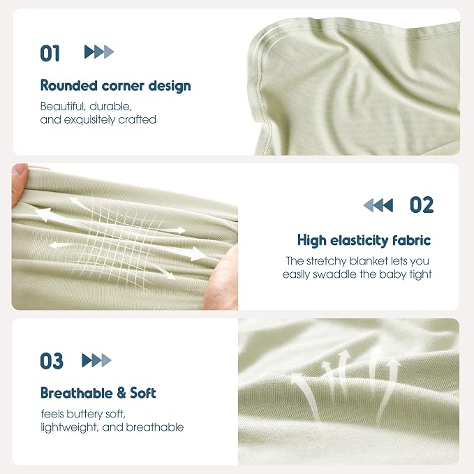 3 Pack Newborn Swaddle Blanket, Ultra Soft Stretchy Jersey Knit Extra Large - Image 5