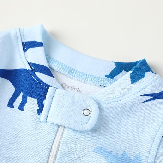 Owlivia Organic Cotton Baby Boy Girl Zip up Sleep 'N Play Pjs, Footless, Long Sleeve