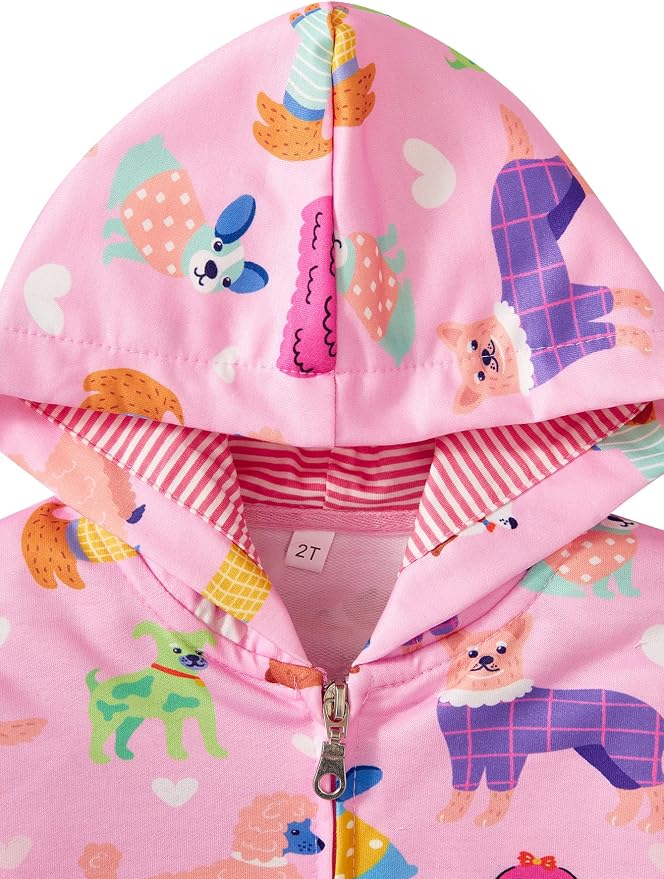 Baby Girl Zip-up Jacket Rainbow Unicorn Cotton Hoodie Sweatshirt Toddler Fall - Image 4