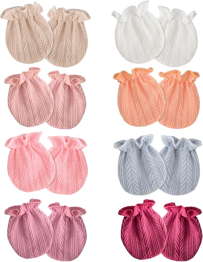 AQOKKA Newborn Baby Mittens No Scratch Cotton Elastic Wrist Gloves Infant by AQOKKA