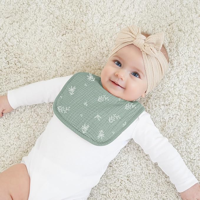 Bearmoss Baby Bibs for Drooling and Teething 100% Cotton Muslin Bibs | 8 - Image 5