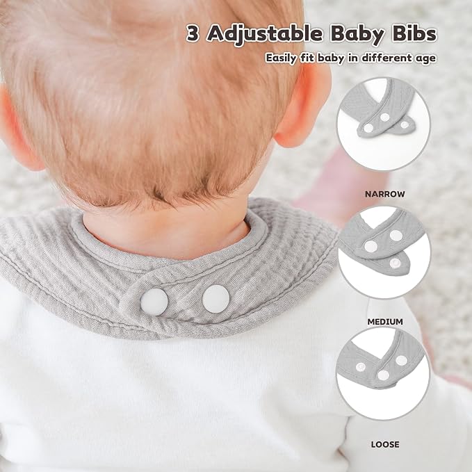 Susurration Muslin Baby Drool Bibs 6Pack Soft Square Adjustable Baby Bandana - Image 5