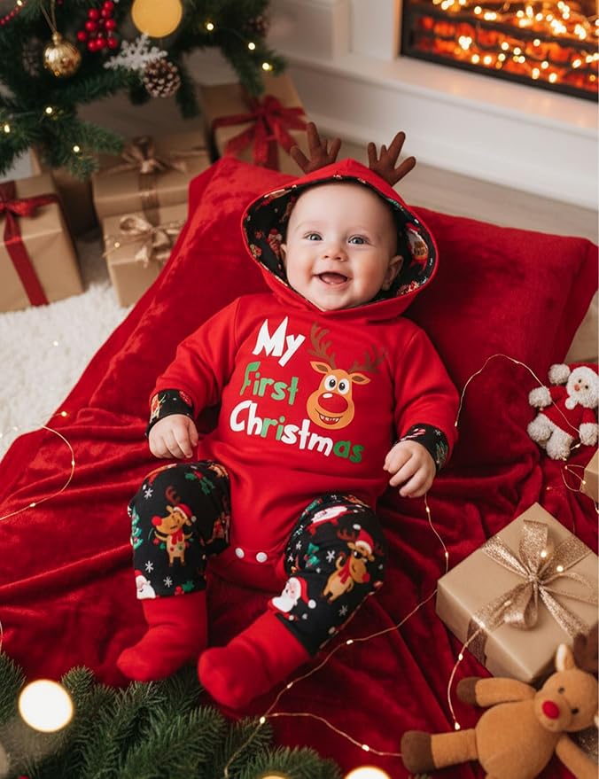 Fommy Newborn Baby Boy Clothes Plaid Letter Print Long Sleeve Hoodies + Long - Image 2