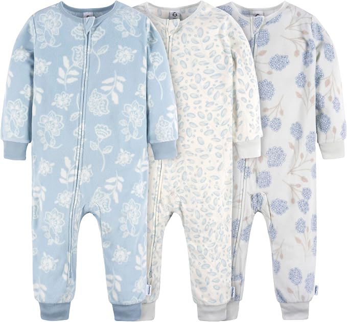 Gerber Baby & Toddler Girls Loose Fit Fleece Footless Pajamas 3-Pack by Gerber