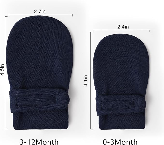 Newborn Baby No Scratch Mittens Stay On, 100% Cotton Breathable, Adjustable - Image 6