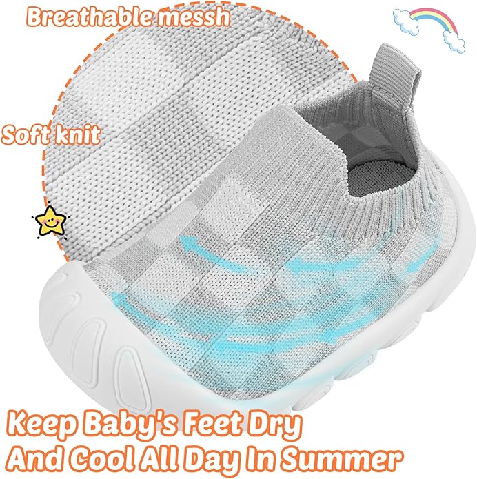 Baby Walking Shoes Toddler Girl Boy Soft Sole Breathable Cotton Canvas Shoes Infant Lightweight Non-Slip Safer Slip-on First Walkers Shoes Casual Tennis Wide Sneakers Rubber Soles Running Outdoor