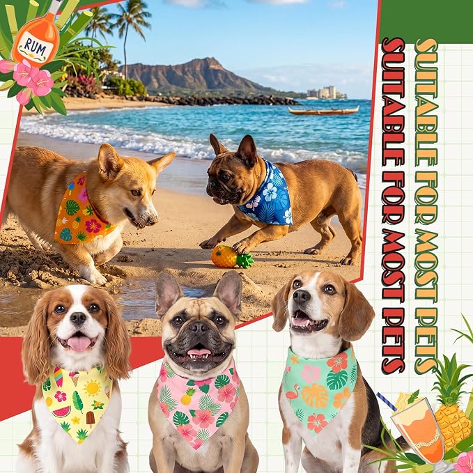 50 Pcs Summer Hawaiian Dog Bandanas Bulk Tropical Flower Pattern - Image 4