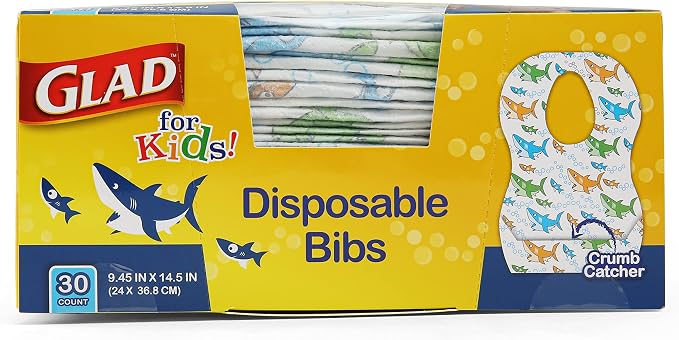 Glad for Kids Disposable Paper Bibs & Crumb Catcher, 30 Ct, 24-Pk | Absorbent - Image 9