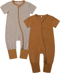 Baby Boy Girl Infant Rompers Short Sleeve Cotton Zipper Footless Summer by BeiVSlley