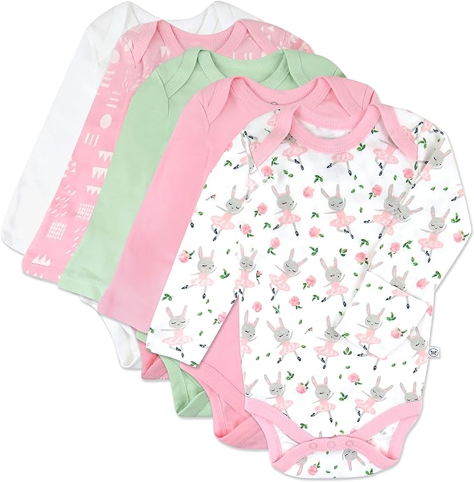 HonestBaby baby-girls 5-pack Long Sleeve Bodysuits One Piece 100% Organic Cotton by HonestBaby