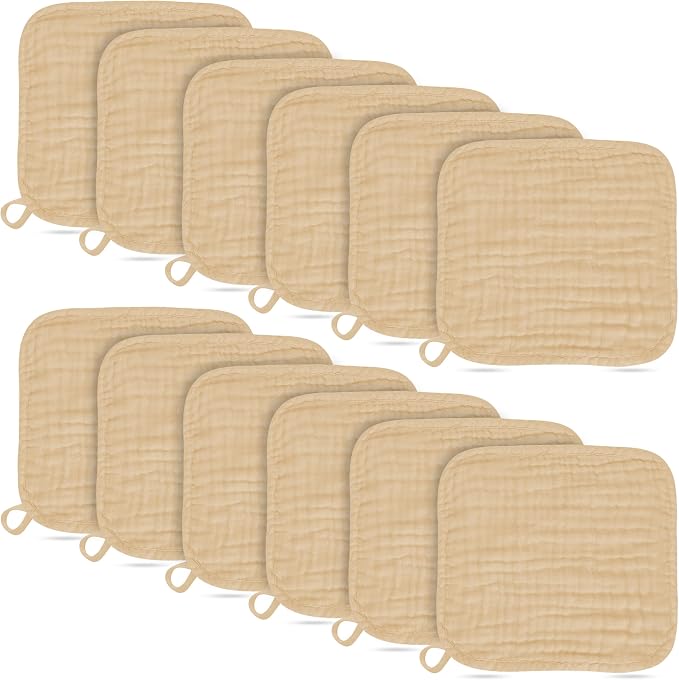 Baby Washcloths -100% Cotton Muslin Soft Baby Bath Wash Cloths and Absorbent by BAMBOOQUEEN