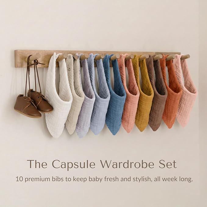 Konssy 10 Pack Baby Muslin Bandana Bibs - Image 7