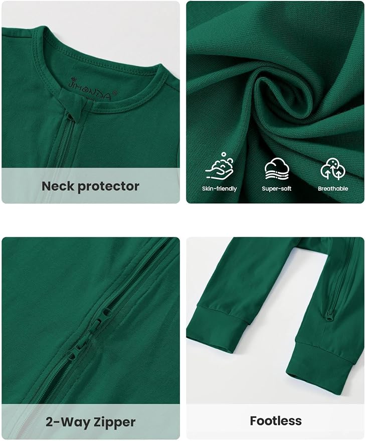 Jimonda Baby Romper Short Sleeve Cotton Pajamas 2-Way Zipper - Image 6