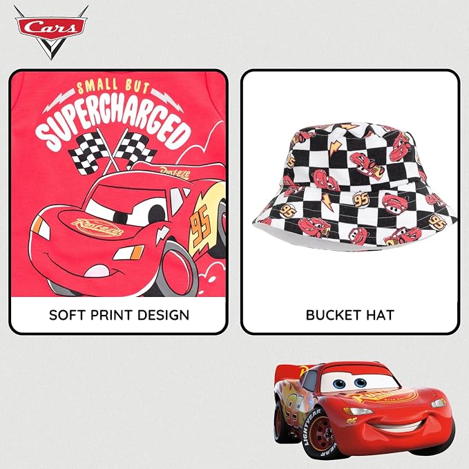 Disney Baby Boys' 2-Piece Romper and Bucket Hat Set Newborn to Infant - Image 7