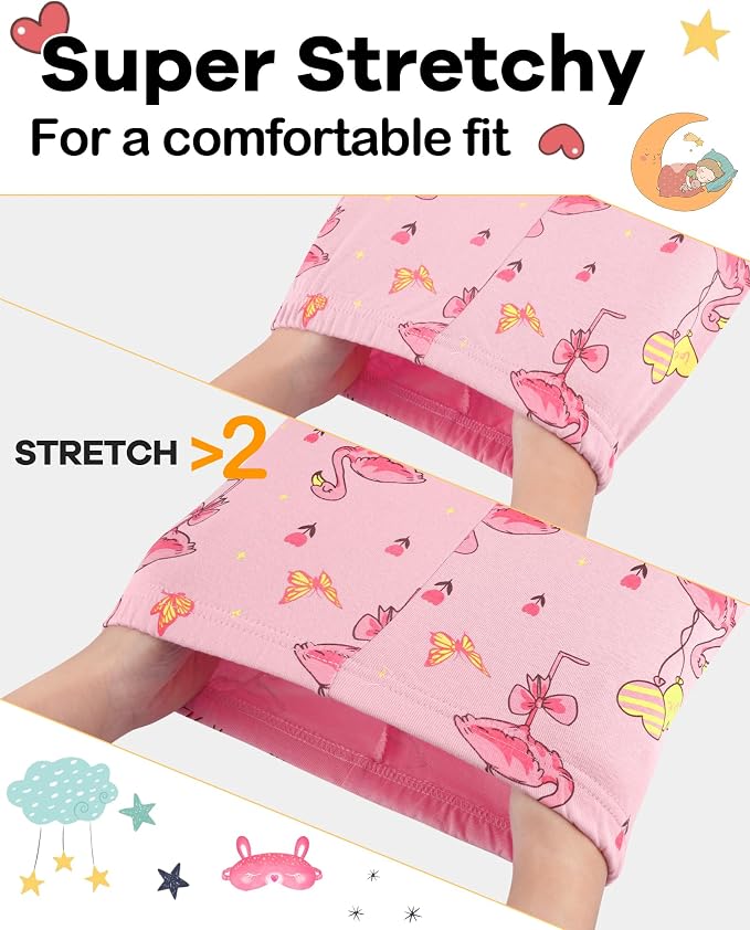 DAUGHTER QUEEN Girls Summer Pajamas Set 4 Pieces 100% Cotton Sleepwear Size 18 - Image 4