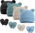 BQUBO Newborn Baby Bear Ears Hats and Mittens Sets Preemie Cotton Caps Baby Boy by DRESHOW