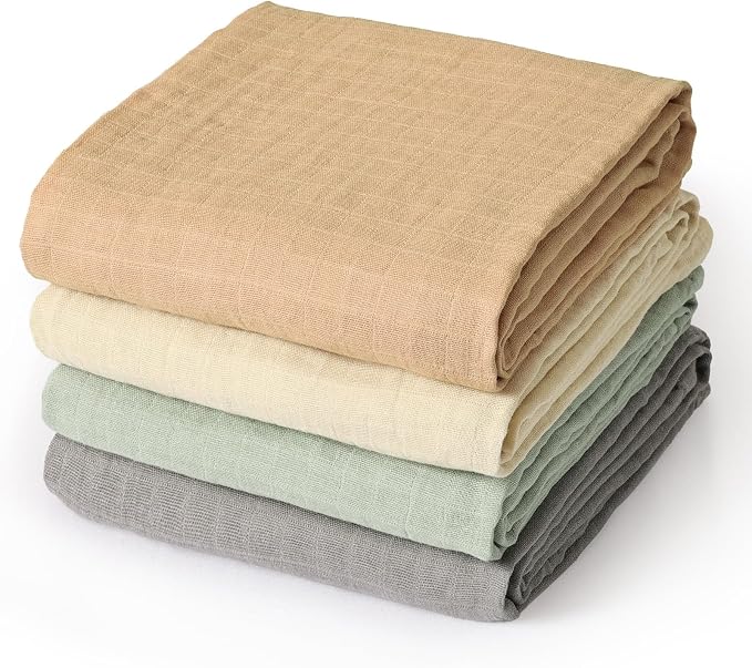 david's kids 4 Pack Baby Muslin Swaddle Blankets 47" x 47", 100% Cotton Swaddle by davidskids