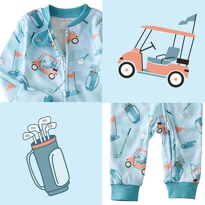 Butterblu Shadow Sleep & Play 100% Cotton Footless Two Way Zip Front PJs - Image 5