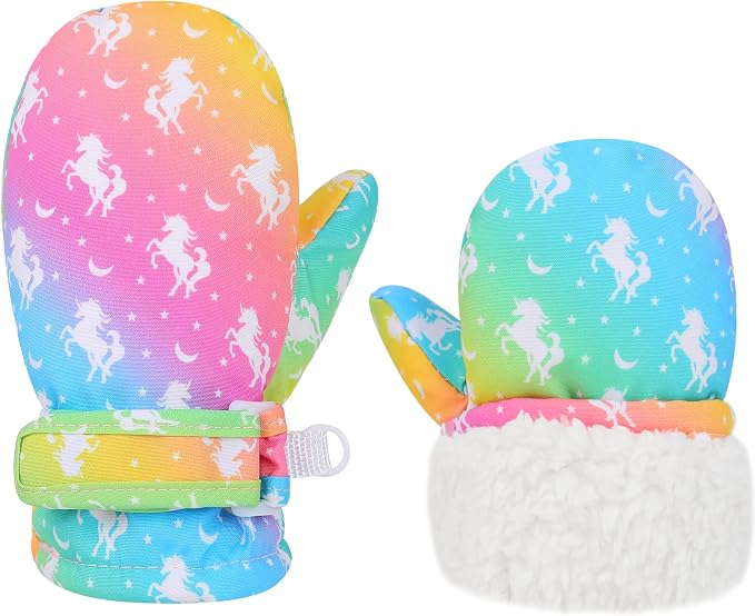 Toddler Gloves Kids Mittens Winter Warm Lined Fleece Gloves Waterproof Snow by Slivery+Color