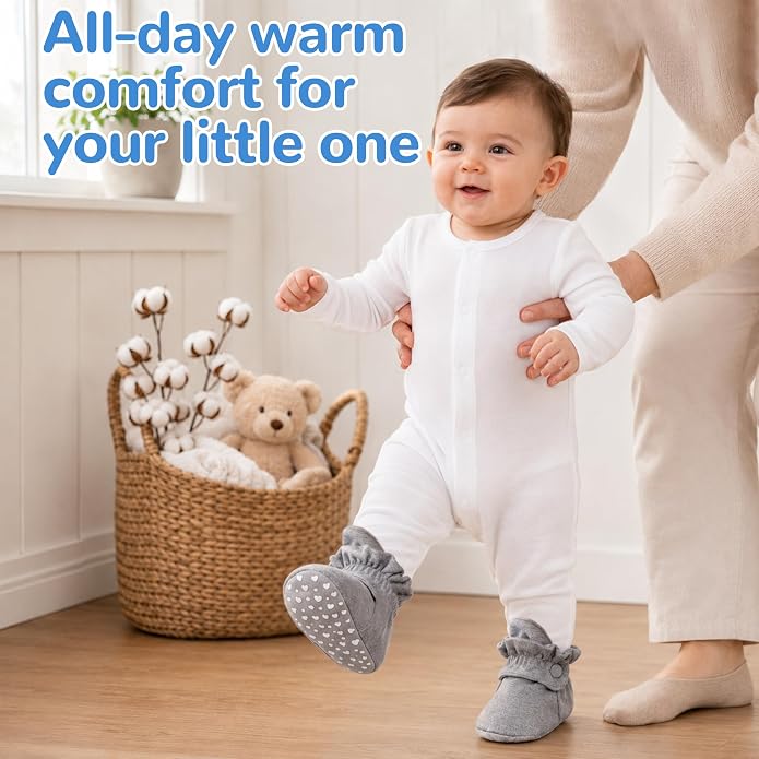 Pro Goleem Unisex Cotton Baby Booties, Warm Cozy Stay-On Baby Slippers - Image 2