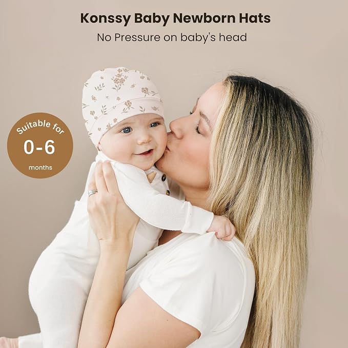 Konssy 6 Pack Baby Newborn Hats, Soft Beanie Hat - Image 2