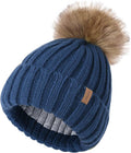 FURTALK Kids Winter Hat Toddler Knitted Beanie with Faux Fur Pom Poms for Baby Girls Boys