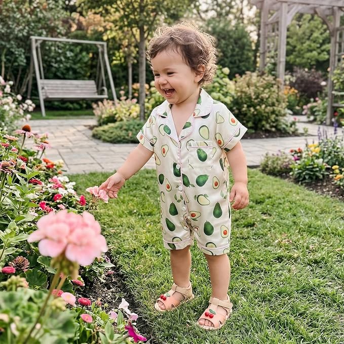 Kuriozud Baby Girl Boy Romper Pajamas Onesie Short Sleeve Button Down Pjs - Image 6