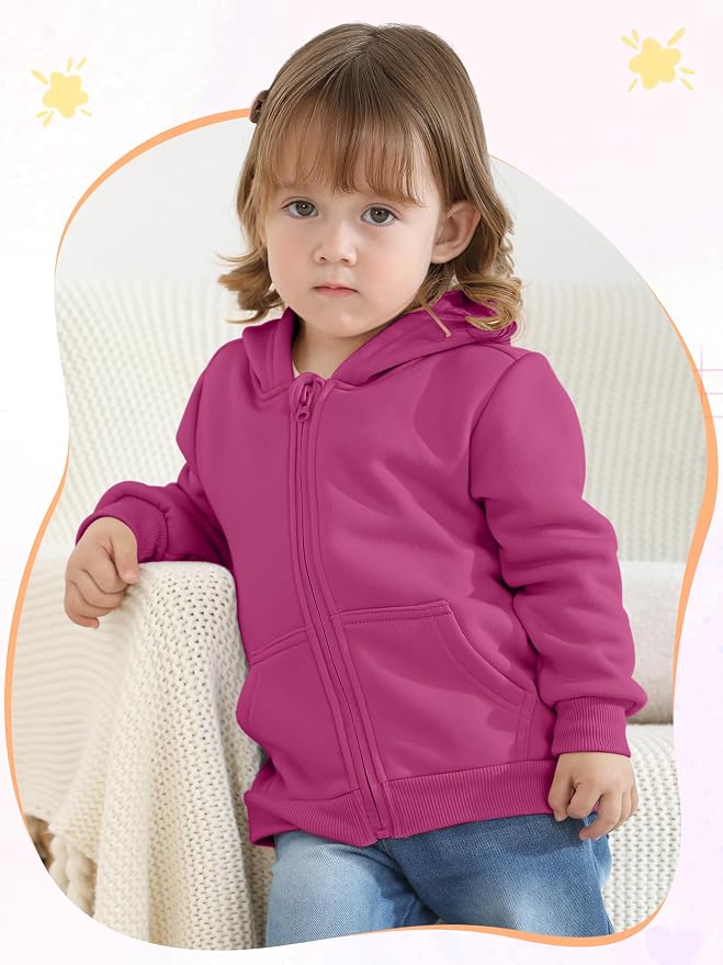 Cooraby 3 Pieces Baby and Toddler Girls Fleece Full-Zip Hoodies Lightweight - Image 5
