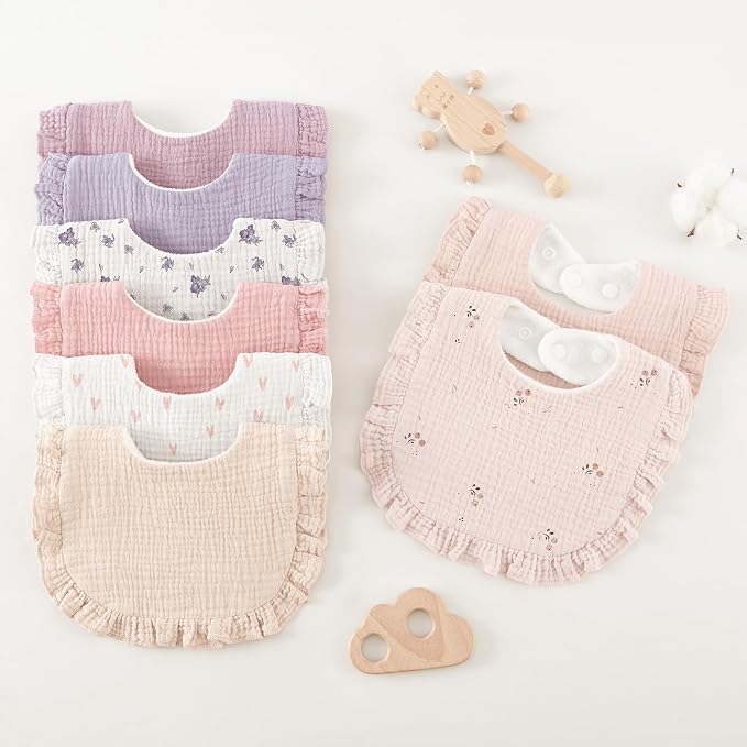 Bearmoss 8 Pack Muslin Baby Bibs - Image 7