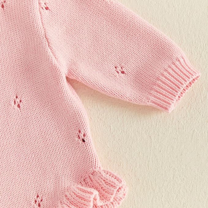 Mubineo Baby Girl Fall Winter Clothes Basic Plain Cute Sweater Romper Outfit - Image 6