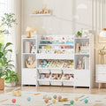 FINETONES Toy Storage Organizer with 6 Toy Bins, Toy Organizer Kids Bookshelf with 6 Cubbies, Toy Organizers and Storage Bins Playroom Storage for Kids Room, White