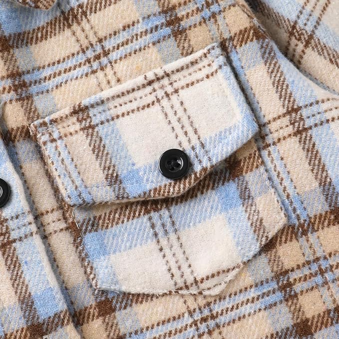 YOUNGER STAR Toddler Kids Boys Girls Flannel Hooded Plaid Shirt Button Baby Red - Image 4