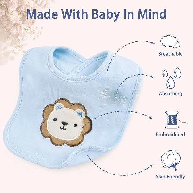 6 Pack Baby Bibs for Drooling and Teething Soft Cotton Absorbent - Image 3