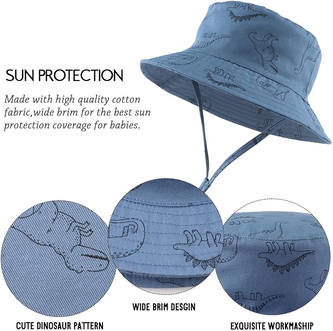 JANGANNSA Dinosaur Baby Boys Sun Hat Cotton Toddler Girls Bucket Hats Summer - Image 4