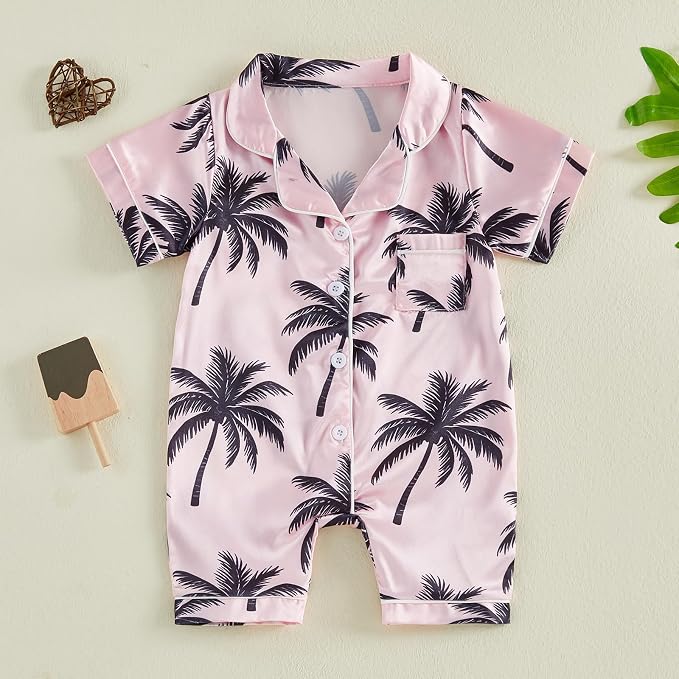 Kuriozud Baby Girl Boy Romper Pajamas Onesie Short Sleeve Button Down Pjs - Image 5