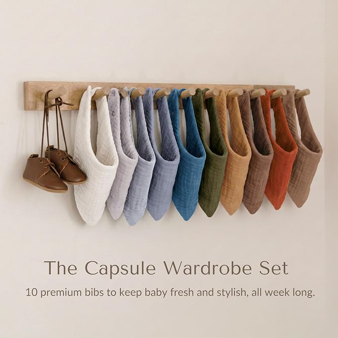 Konssy 10 Pack Baby Muslin Bandana Bibs - Image 7