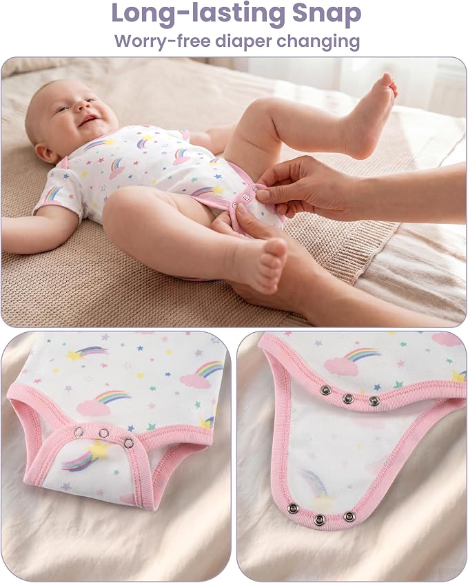 Baby Bodysuits Newborn 100% Cotton, Soft Short Sleeve Toddler Infant Cute Body - Image 6