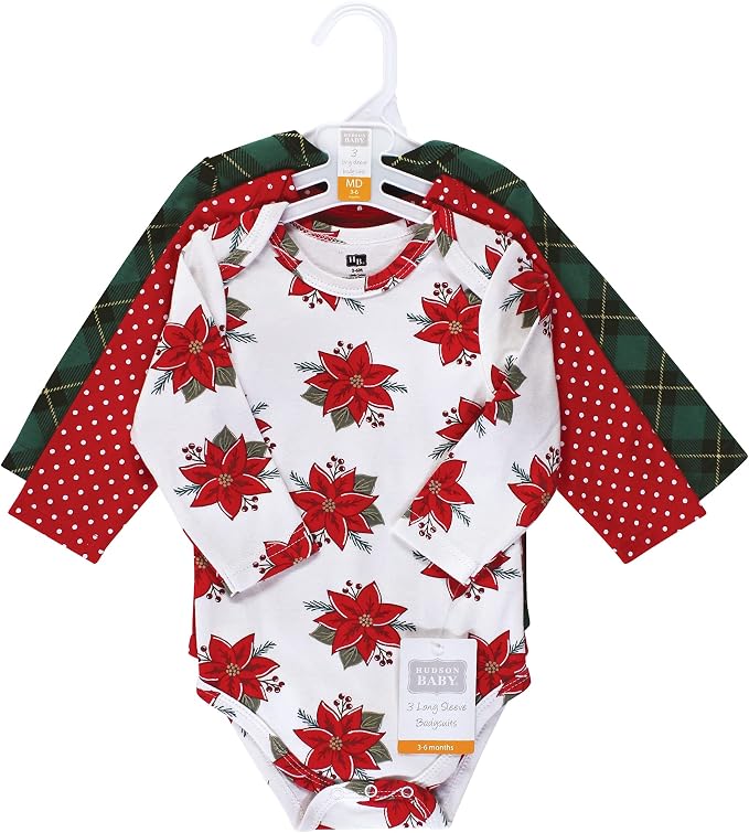 Hudson Baby Baby Girls' Cotton Long-sleeve Bodysuits 3-pack - Image 2