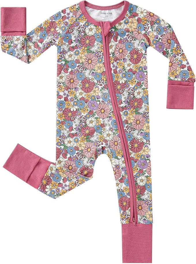 pureborn Baby Sleeper Viscose from Bamboo Zipper Footies Pjs 0-24 Months | by pureborn
