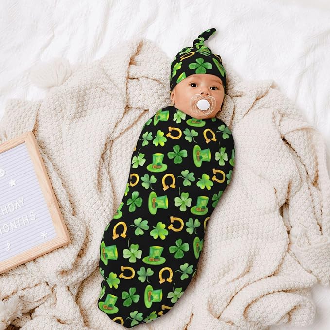 Green Holiday Swaddle Blankets Soft Receiving Blanket Baby Swaddle Wrap - Image 6